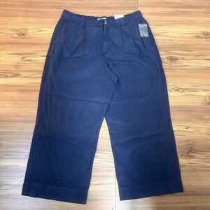 Sonoma Wide Leg Crop Pants XXL Navy Blue Relaxed Fit Pull On NWT Casual